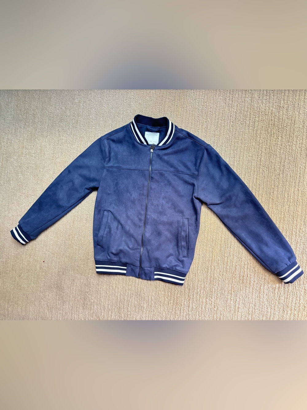 denim & flower — faux suede varsity jacket